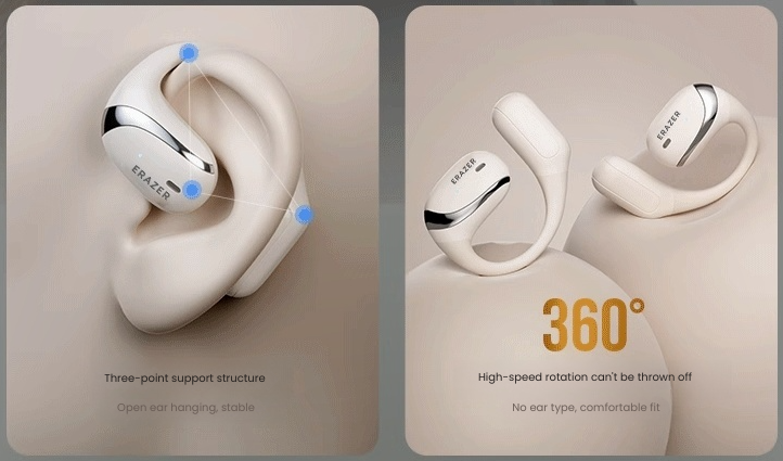 Bionic cochlear modeling Stable fit and free travel The single ear is only about 8g. Compared with the traditional headphones directly in the ear, it is more comfortable to wear kprotects the h